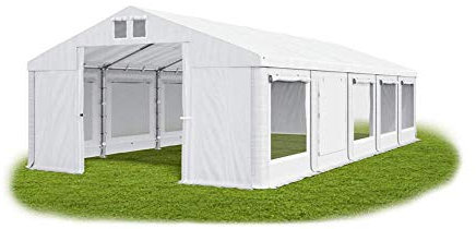 Das Company Tenda per Feste bianco 5x10m con persiane e zanzariere Impermeabile 560 g/m2 PVC Telone Costruzione Winter sul Fondo e Rinforzi Tetto e dell'Ingresso tutto l'anno Tenda da Giardino