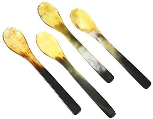 YARNOW 4stücke Ochsenhorn Kaffeelöffel Kuchenlöffel Suppenlöffel Rührlöffel Zum Umrühren Von Kaffee Tee Getränken Für Kuchen Joghurt Pudding Eiscreme Kartoffelpüree