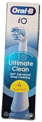 Oral-B Series iO Ultimate Clean Cabezales De Recambio Originales, Pack de 4 Recambios Blancos Para Cepillos De Dientes Eléctricos Oral-B iO, Eliminación Profunda De La Placa Bacteriana