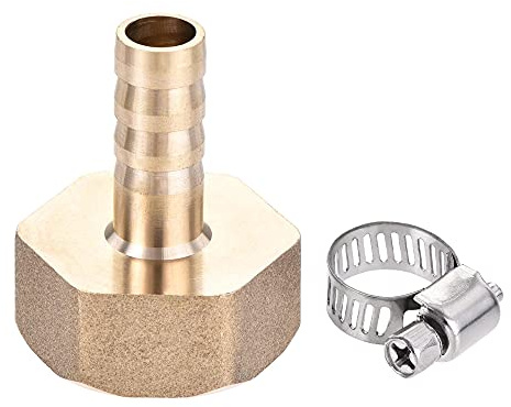 sourcing map Brass Barb Hose Fitting Connector Adapter 10mm Barbed x G3/4 Female Pipe with Hose Clamp and Washer