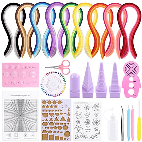 Cimeton 22-teiliges Papierquilling-Set enthält 900 Quilling-Streifen in 45 Farben und Papierquilling-Tools und Zubehör für Quilling-Anfänger und Papier-Kunst-Liebhaber, DIY Handcraft Quilling
