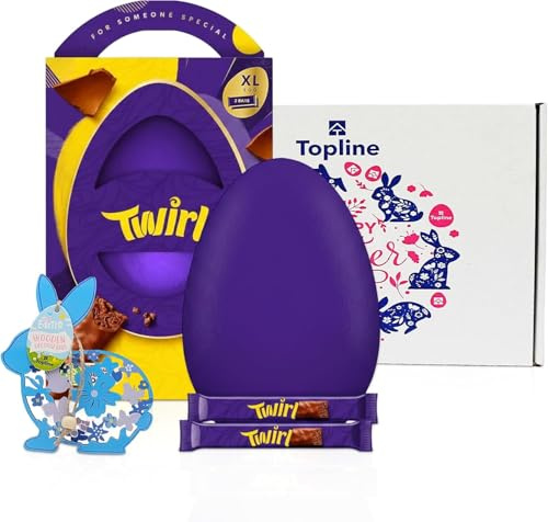 Easter Eggs Chocolate Hamper for Easter Gifts - Large Dairy Milk Twirl Chocolate Egg with Classic & Orange Bars 241g Great Chocolate Gift with Topline Hanging Decoration for Egg Hunt
