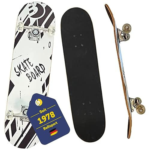 Best Sporting Skateboard Kid I Skate-Board ABEC 3 Kugellager I hochwertige Skateboards aus Holz & Aluminum I Skateboard Erwachsene I 78,5 x 20,4 cm Skateboard Deck mit schwarz-weißem Design