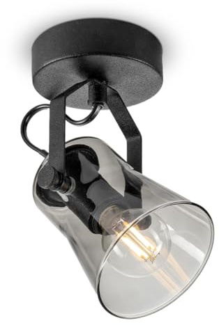 Home Sweet Home Modern LED väggspot Edge | 10/10/18,5 cm | Svart | vägglampa | glas och metall | Dimbar | inklusive LED-ljuskälla | E14 uttag | 4W | 400lm | 2700K | varmvitt ljus