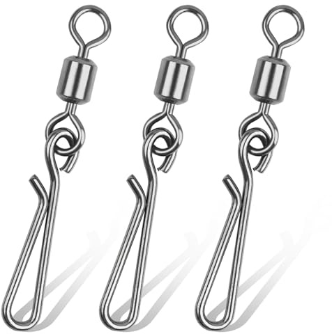 JSHANMEI Lot de 50 émerillons de pêche avec clips rapides, haute résistance, connecteur de clips rapides, boutons-pression d'eau douce et salée, 50 pièces (#1,8 à 22,7 kg)