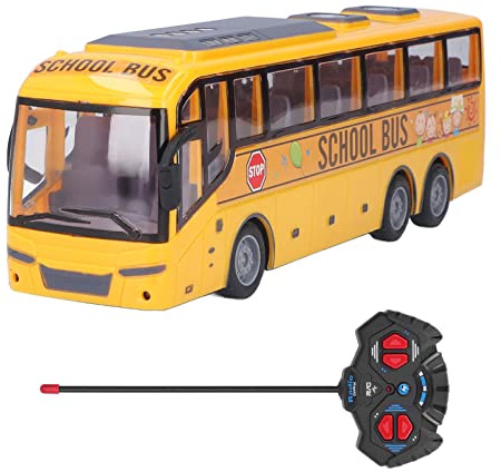 Dpofirs RC School Bus Toy for Toddlers - Remote Control Vehicle With LED Lights - Electronic Car for Children - Birthday Gift