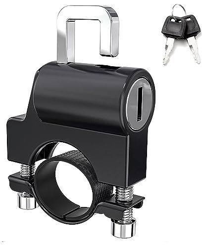 PVOTAWP Verrou antivol universel pour casque de moto, avec 2 clés, support de guidon en métal inviolable, 22 mm-26 mm, cadenas de sécurité pour moto, scooter, vélo de rue (noir)