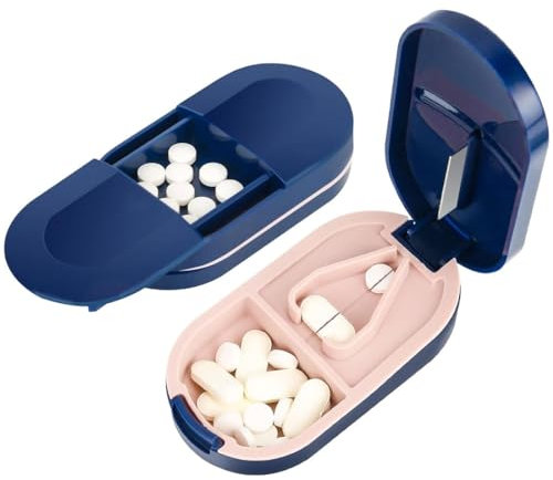 YUUSIKCO Tagliapillole, Porta pastiglie,1 Pezzi Separatore di Pillole Portatile con Lama per Pillole Piccole e Pillole Grandi, Taglia Le Pastiglie Facilmente, Taglia Pillole, Bambini, Viaggi