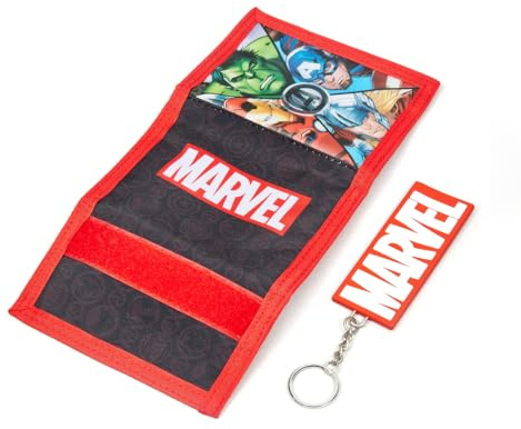 Marvel Avengers Boys Wallet and Keyring Set Trifold Coin Purse Card Slot