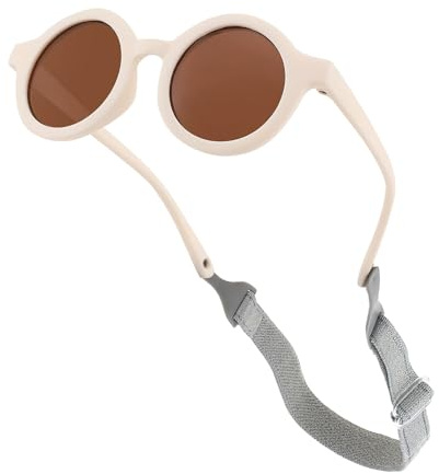 IWTBNOA Occhiali da sole per bambini 0-36 mesi, protezione UV400 polarizzata, montatura silicone morbido, elastico regolabile, flessibili e resistenti ai raggi UV