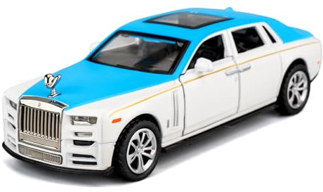 TGRCM-CZ 1/36 Rolls-Royce Phantom Modell Auto, Zink Legierung Pull Back Spielzeugauto mit Ton und Licht für Kinder Jungen Mädchen Geschenk (Blau)