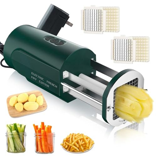 HYQNG Cortador Eléctrico De Patatas Fritas, Cortador De Patatas Comercial, Cortador De Patatas, Cortador De Verduras De Acero Inoxidable con Hoja De 1/2 Y 3/8 Pulgadas, Uso para Patatas, Zanahorias