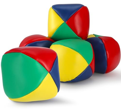 dusaniyali 6er Jonglierbälle Set, 60mm Anfänger Fortgeschrittene Jonglierbälle Weiche Kunstleder Jonglierbälle für Kinder Anfänger