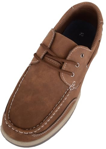 ABSOLUTE FOOTWEAR Chaussures bateau décontractées à lacets en similicuir pour homme, marron, 46 EU