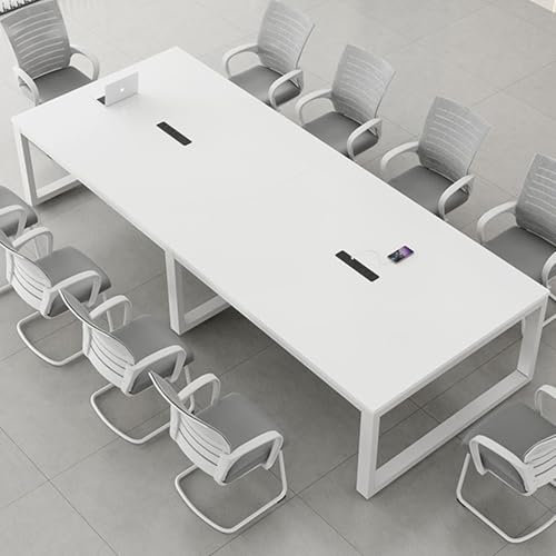 HOLGVE Konferenztisch, Podcast-Seminartisch for 10 Personen, 94,49 L x 47,24 B x 29,53 H Zoll großer Besprechungstisch, mit stabilem Metallrahmen