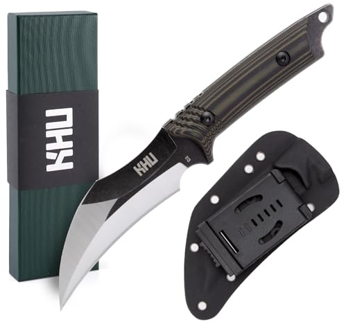 KHU Couteau à lame fixe Couteau de survie bushcraft - Acier D2 G10 poignée, Outdoor Camping Accessoires - Avec étui Kydex (22A Nouveau)