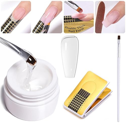 Clear Builder Gel Extension Kit - Transparent Nail Strengthening Sculpture Gel for Decoration - Professional Nail Extension System for Beginners
