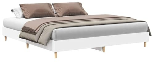 vidaXL Cama sin colchón Blanca 180x200 cm Madera de ingeniería, Muebles de Dormitorio, Base, Cama Doble