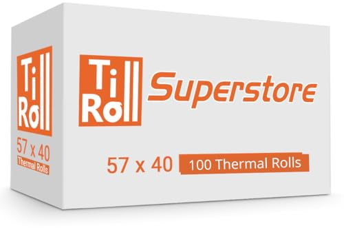 57 x 40 mm Premium Economy Thermal Paper Till Receipt Roll for PDQ Credit Card Machine (Pack of 100 Rolls)