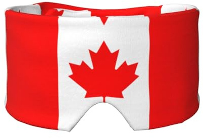Fascia per dormire con bandiera canadese unisex, mascherina per dormire e paraorecchie (68,1 x 10,9 cm), per interni ed esterni, viaggi, yoga, regolabile, comfort per occhi e orecchie,
