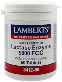 Lamberts Lactase Enzyme Tablets - 60 Tablets - High Strength 9000 FCC Units - Aids Lactose Digestion - Dairy Support