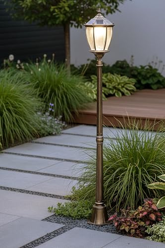 Arnusa Gartenlaterne Solarbetrieben klassisch 175 cm Solarlampe Außenleuchte Sockelleuchte kabellos Duo Color warmweiß und kaltweiß