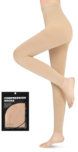 Evolyline Medical Compression Tights for Women & Men 15-20mmHg, Footless Compression Pantyhose Opaque Graduated Support Tights Compression Stockings for Varicose Veins Edema Flight Nursing