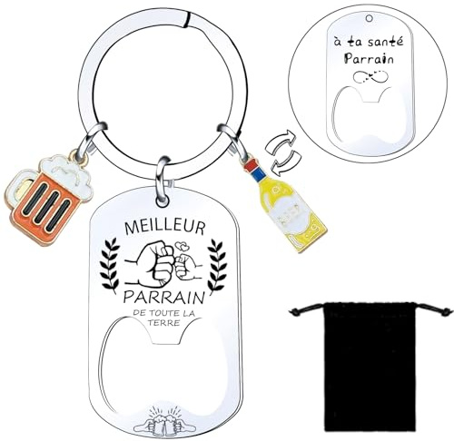LKJHGF Porte Clé Parrain Cadeau Parrain Cadeau Parrain Marraine Demande porte cle veux tu etre mon parrain Porte Clef Personnalisé Cadeau Homme Anniversaire Cadeau Fête Des Pères