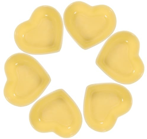 Alipis 6pcs Heart Shaped Ceramic Condiment Bowls Set, Easy to Carry Multipurpose Sauce and Dip Serving Bowls for Hotel and Restaurant Use