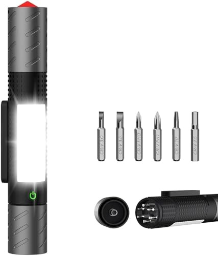 Karrong Taschenlampe LED mit Magnet COB Rot und Blau Blinkend USB C Aufladbar Extrem Hell Zoombar Taktische Taschenlampe mit Akku 7 Modi, Wasserdicht für Outdoor Camping Wandern Notfälle Reparatur