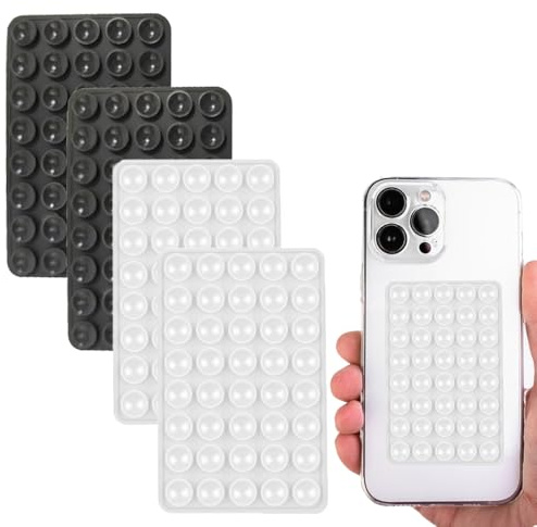Lxtness 4 Stück extra starke Silikon-Saugnäpfhüllen, Mehrzweck-Saugnapfhalterung, rutschfeste Handy-Freisprechhalterung (schwarz und transparent)