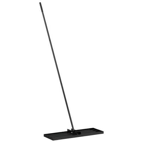 vidaXL Râteau de Jardin Noir 75 x 25 x 200 cm Acier Enduit de Poudre, Râteau de Jardin et terrasse pour Feuilles, paillage, Super résistant, léger, Outil de Jardin, Entretien extérieur