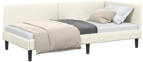 vidaXL Estructura de Cama en Esquina Crema 100 cm x 200 cm Terciopelo