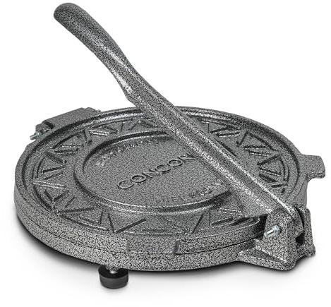 Concord Cast Iron Heavy Duty Tortilla Press (Version 2.0). Commercial Grade Pataconera Presser. Perfect Maker for Flour or Corn Tortillas, Quesadillas, Roti, and much more! (10)
