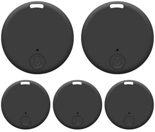 Rastreadores GPS de 5 Piezas, buscador de Llaves Redondo antipérdida, Dispositivo de Seguimiento de plástico para niños, Perros, Mascotas, Gatos, Billetera, Llavero, Equipaje, recordatorio de Alarma