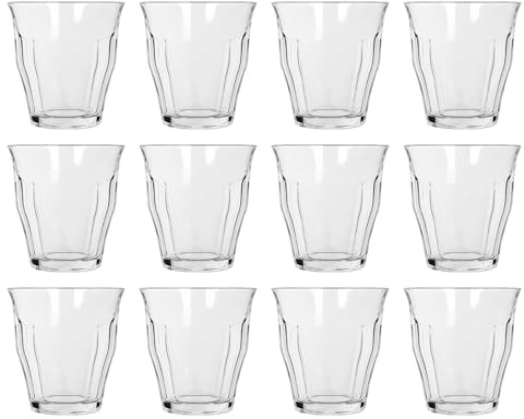Argon Tableware 100ml Fluted Glass Water Tumbler Glasses - Set of 12 | Dishwasher Safe Kitchen Water Coffee Cocktail Juice Gin Wine Whisky Drinking Glassware Tumblers Durable Soda Lime Glass Set