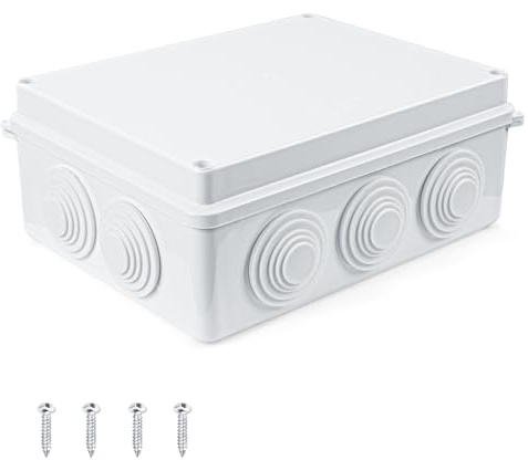 1 st. ytmonterad kopplingsdosa utanpåliggande distributionsdosa utomhus vattentät IP65, kopplingsbox utomhus vattentät, elektrisk låda elektrisk projekthus (vit, 200 x 155 x 80 mm)