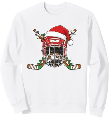 Casco de Hockey sobre Hielo de Navidad de Papá Noel para Hombres, niños y Adolescentes Sudadera