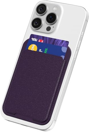 oakxco Phone Pocket Stick On, Matte Secure Phone Card Holder Plastic, Slim Thin Adhesive Card Holder Sleeve ID Credit Card, Compatible with iPhone Samsung Pixel, Purple