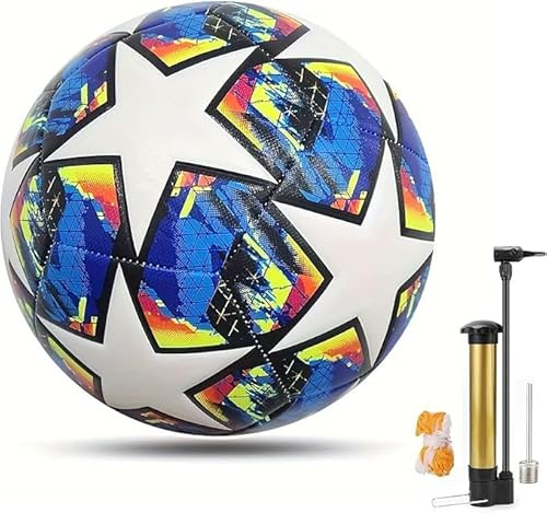 Championsleague Ball Fußball Größe 5, Fußball Curves Soccer Balls Kurvenball mit Pumpe Verwendet von Profi-Vereine Sport Training League Fußball, Fußball Artikel für Normale Spiel und Trainingsbälle