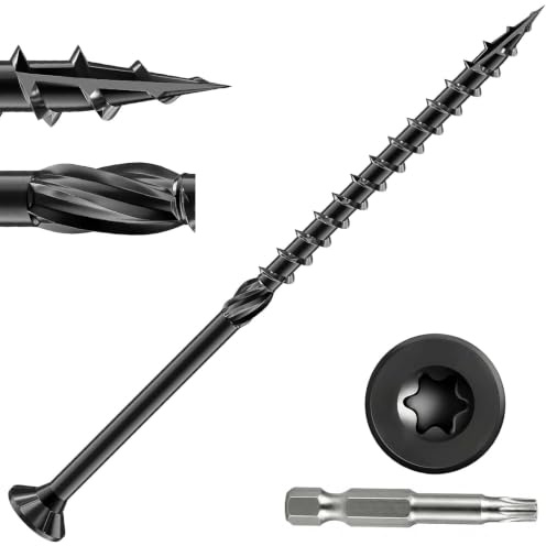Dayalo Lot de 50 vis à bois 5 x 100 mm noires avec embout, vis de terrasse Torx avec tête fraisée, filetage partiel, nervures de fraisage, fraise à tige et pointe de coupe pour bricoleurs et artisans