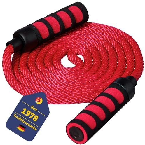 Best Sporting Springseil mit Softgriffen I Länge 400 cm I Farbe Rot I Schwungseil für mehrere Springer I Gruppen Seil für Kinder und Erwachsene I Ideal für spielerische Übungen mit Kindern