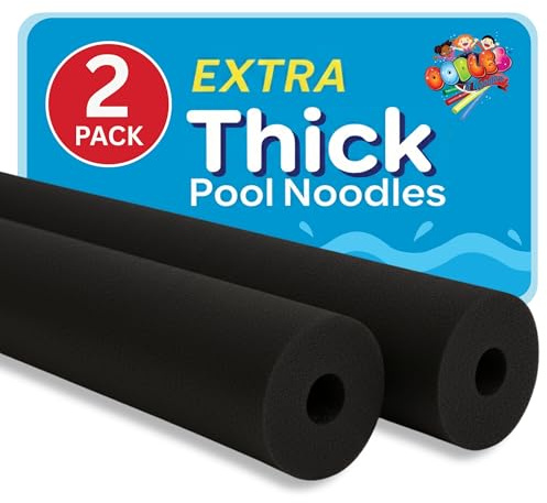 Oodles of Noodles Foam Pool Swim Noodles 2 Pack, 55 x 3.5 Black, Hollow Core Swimming Foam Tube for Pool Floats, Buoyant for Beach, Water Play, Crafts, DIY Projects & Pipe Insulation