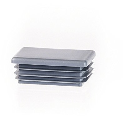EMFA Lamellenstopfen für Rechteckrohre 60x40 mm Grau, 10 Stück | Rechteckstopfen, Rohrstopfen, Endkappen, PE-Kunststoff