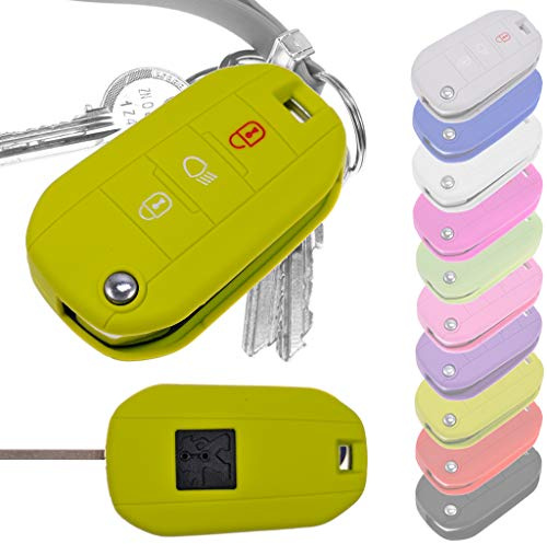 Soft Case Schutz Hülle Auto Schlüssel für Peugeot 208 308 5008 2008 Expert Citroen C3 C4 Spacetourer Klappschlüssel/Farbe: Apfelgrün