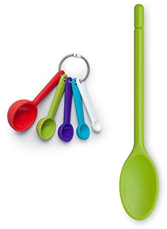 Zeal JSET13L Non-Stick Silicone Cooks Measuring Spoon 2-Piece Set, Lime/Bright Mix