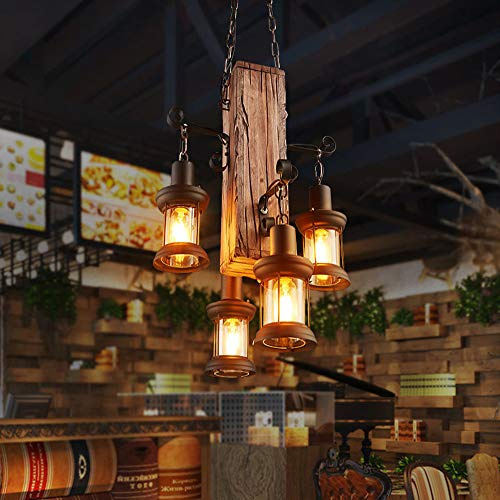 E27 Pendelleuchte Vintage Hängeleuchte Industrie Hängelampe Loft Holz Dekorative Aus Höhenverstellbar Retro Pendellampe Hölzerne Hängende Lampe Gastronomie Deckenleuchte Bar Wohnzimmer Kronleuchter