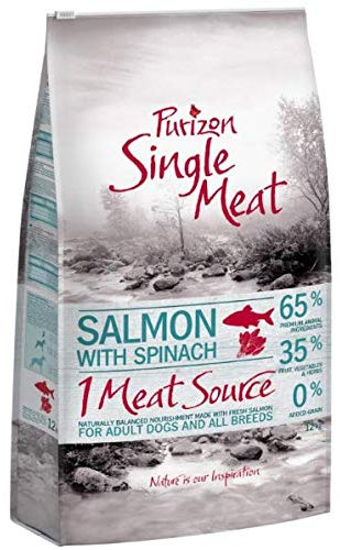 Purizon Single Meat of Adult Dog - Grain-Free Salmon with Spinach 12 kg