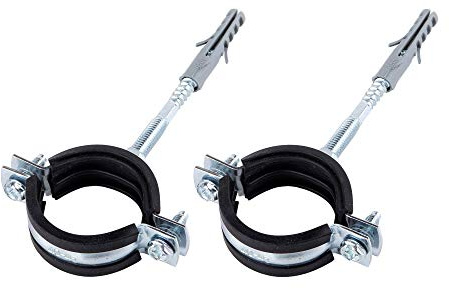 (Pack of 2 pcs) Anti Vibration Single Metal Pipe Brackets Clips Clamps Rubber Lined for Ø 40-45 mm Pipes (2)