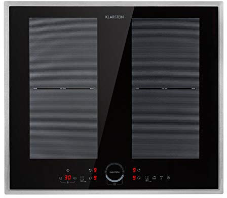 Klarstein Piastra Induzione 4 Fuochi, Piano Cottura Induzione 7000W, Piano Cottura Induzione a 4 Fuochi Integrata con Controllo Touch, Fornello a Induzione, Piastra ad Induzione Professionale 4 Zone